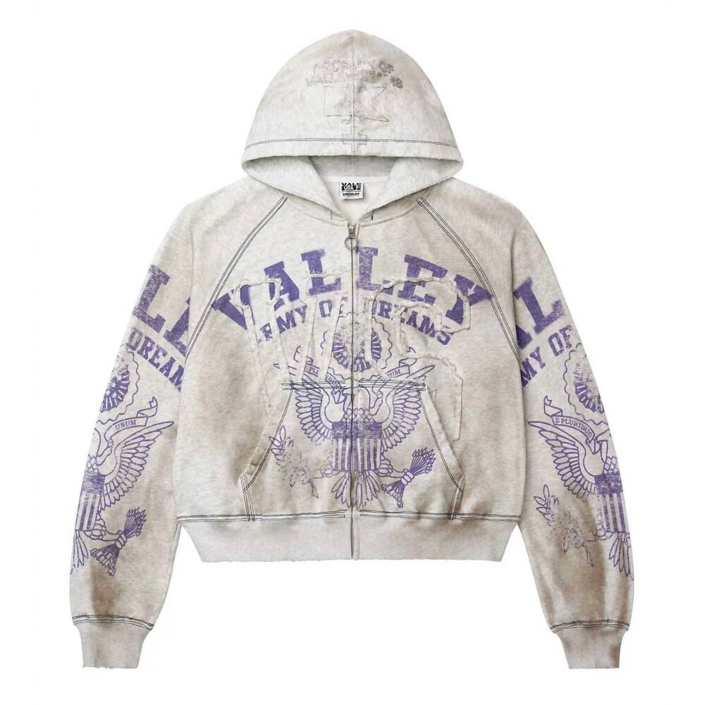 NEW VALE FOREVER men's army zip up hoodie in dirt grey